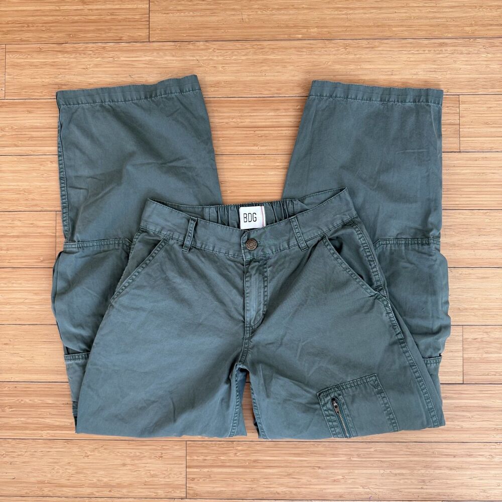 BDG Urban Outfitters Green Baggy Cargo Pants Y2K Gorpcore Utility Streetwear